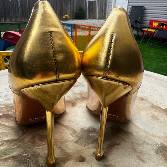 SCHUTZ Gold and Tan Studded Heels - Picture 4 of 4